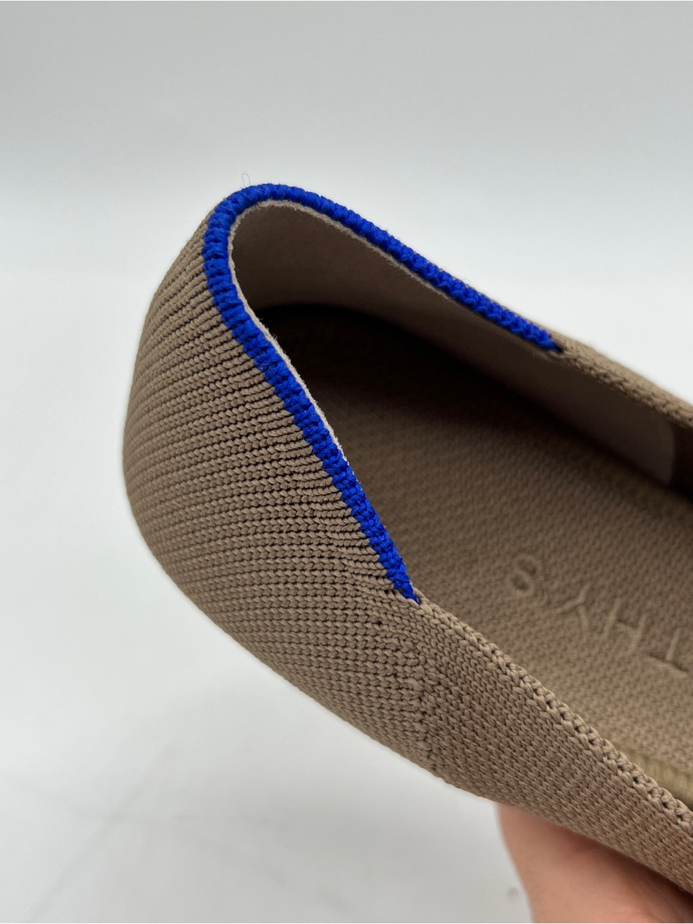 Rothy's Taupe Pointed-Toe Flats with Blue Trim - Picture 8 of 12